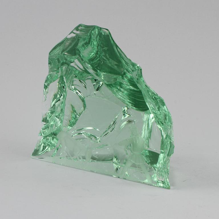 GLASBLOCK, Vicke Lindstrand, Kosta, signerat, 1900-talets andra hälft.