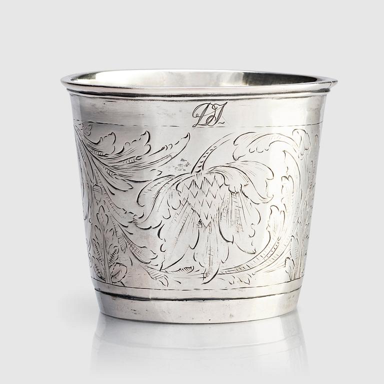 A German silver beaker, unclear makers mark, possibly Konstanz 17th century.