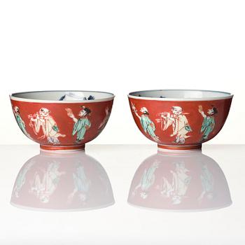 A group of five 'immortals' bowls, Meiji (1868-1912).