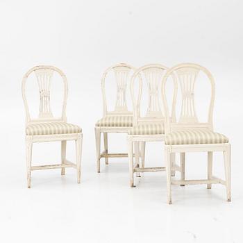Four Gustavian chairs, 18th century.