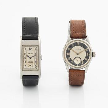 A duo of wristwatches, Gruen & Zenith, ca 1940.