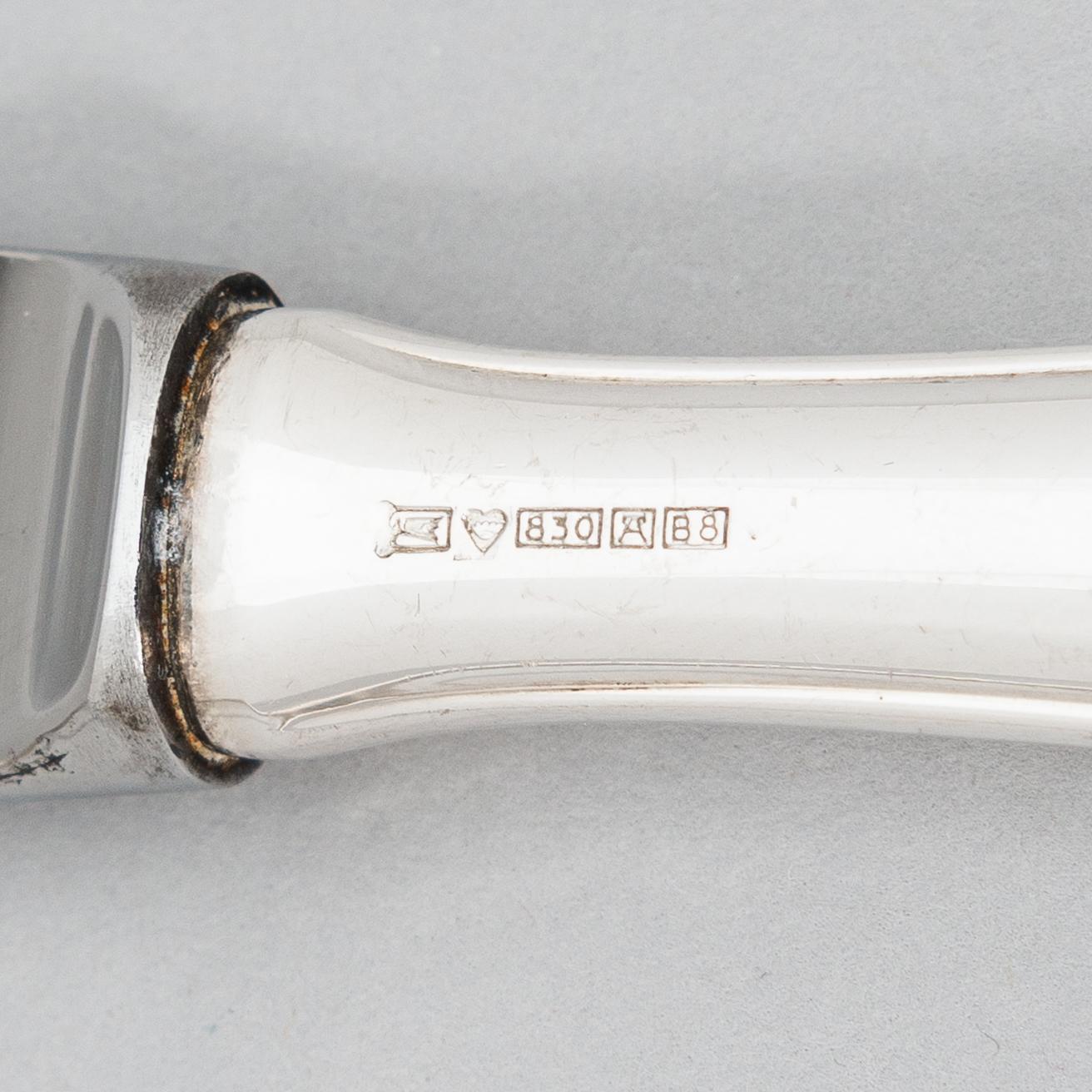 A 24-piece set of 'Chippendale' silver cutklery,  Kultateollisuus oy, Turku, Finland 1978-79.