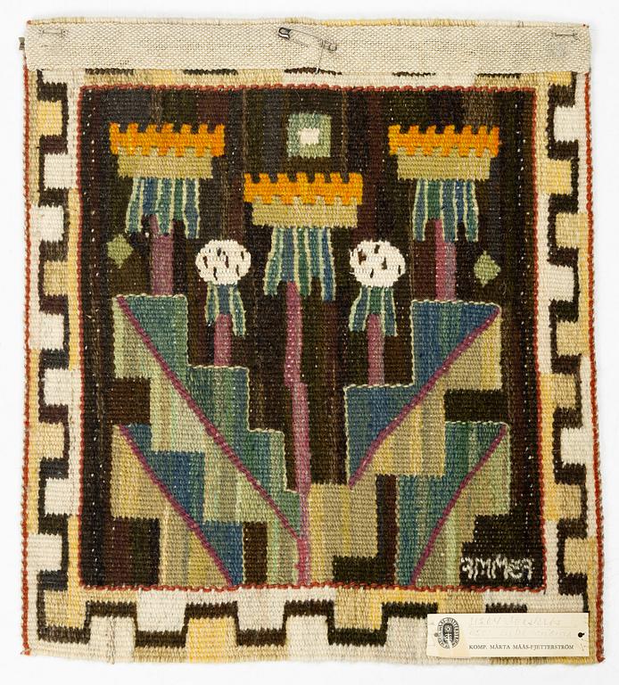 Märta Måås-Fjetterström, a 'Maskros' textile, signed AB MMF.