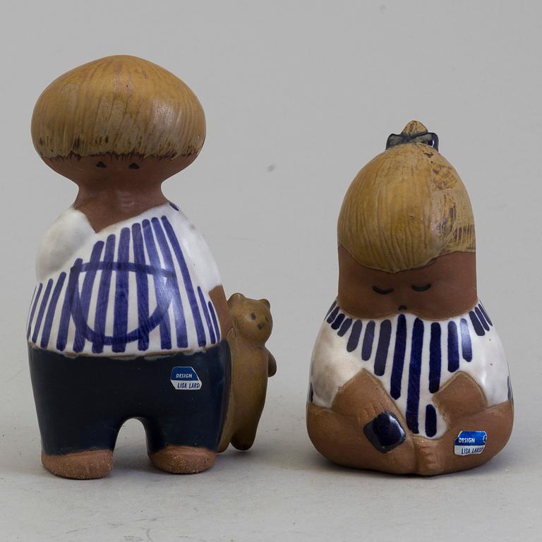 LISA LARSON, two stoneware figurines from Gustavsberg, 'Malin' och 'Johanna'.