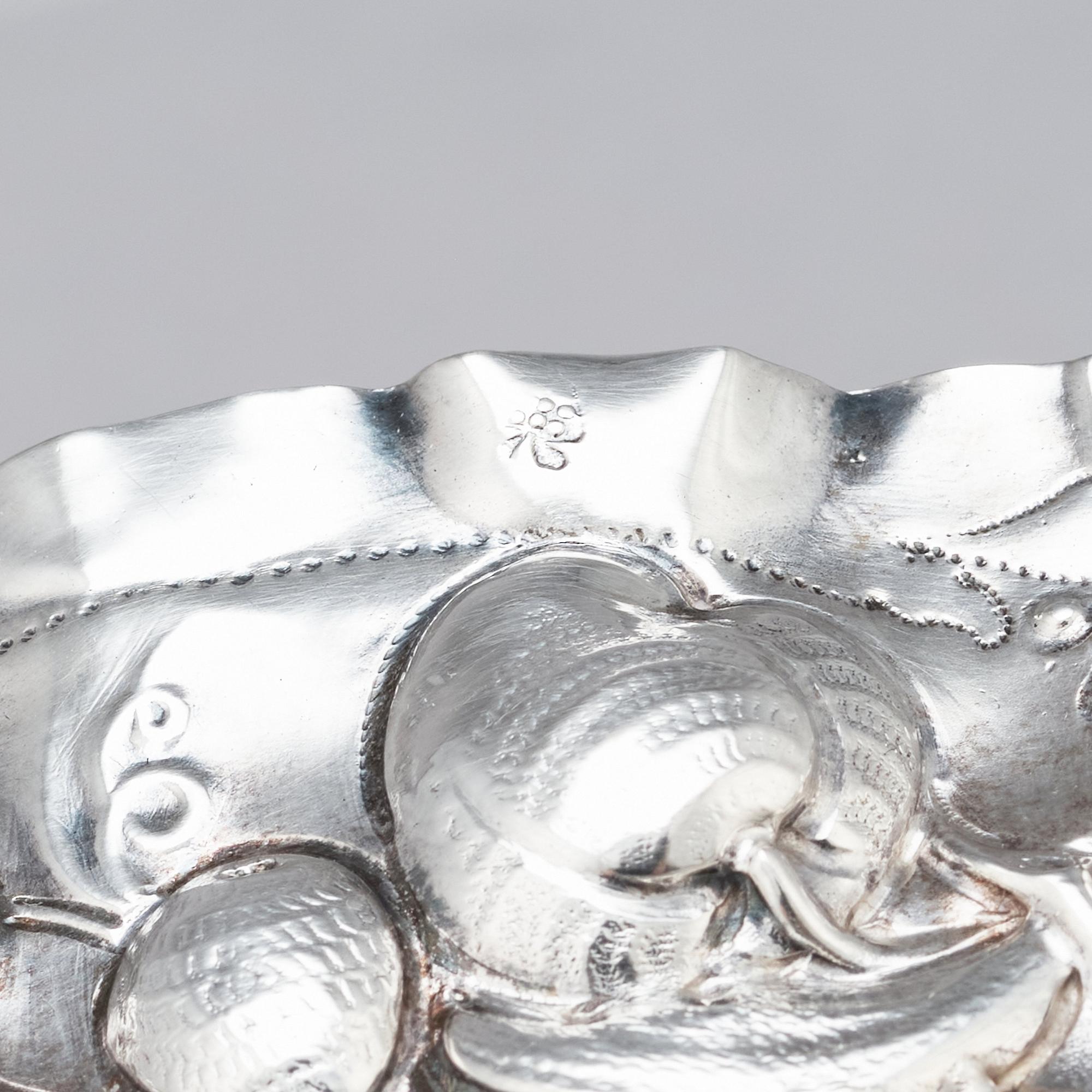 A German early 18th century silver dish, unidentified makers marks, probably Augsburg 1688-1689.