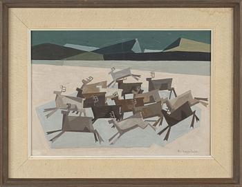 Carl Gunnar von Gegerfelt, gouache på papp-pannå, signerad.