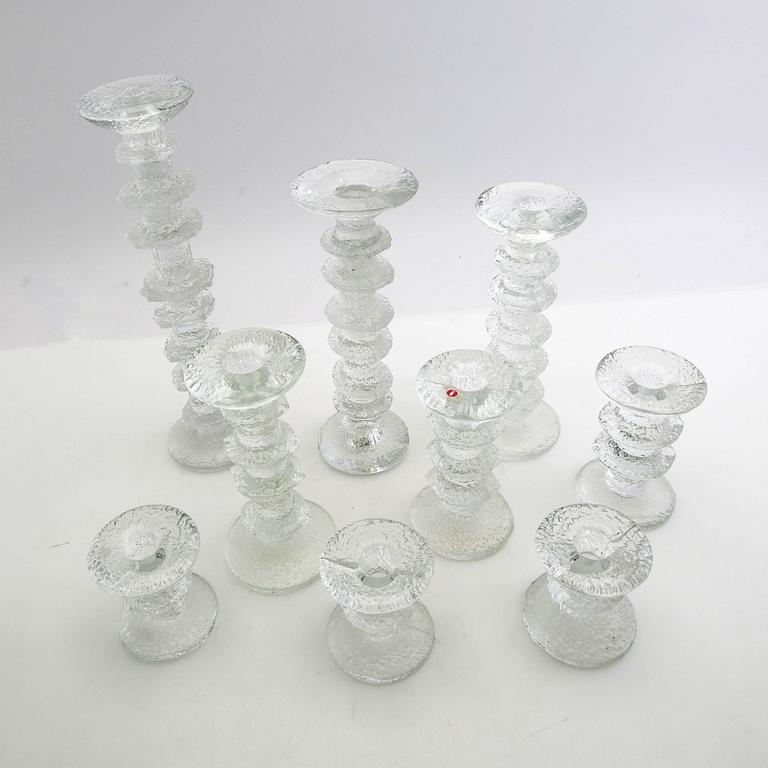 Timo Sarpaneva, ljusstakar 9 st "Festivo" Iittala Finland gjutet glas.