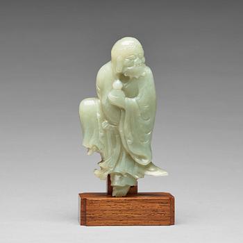 A finely carved nephrite sculpture of an immortal, Qing dynasty, probably Qianlong (1736-95).