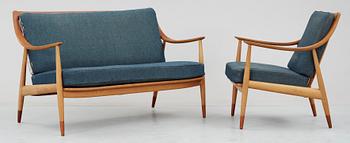 SOFFA SAMT FÅTÖLJ, Peter Hvidt, France & Daverkosen (F&D).