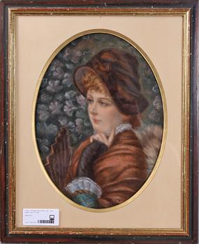 FRANSK KONSTNÄR, efter Tissot, pastell, sign E.P 1896.