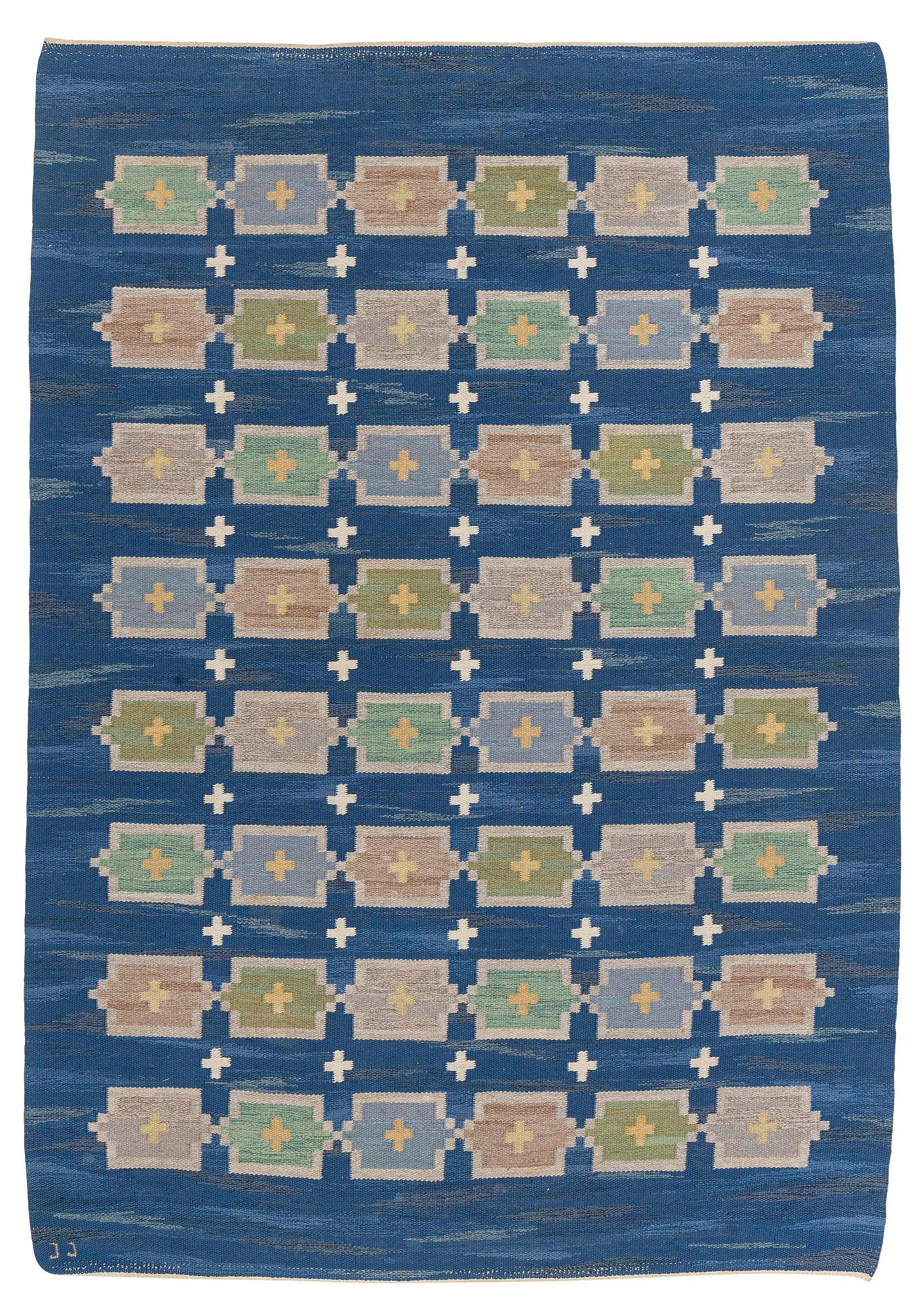 Judith Johansson, a carpet, 'Stjärnsund', flat weave, c. 286 x 199 cm signed JJ.