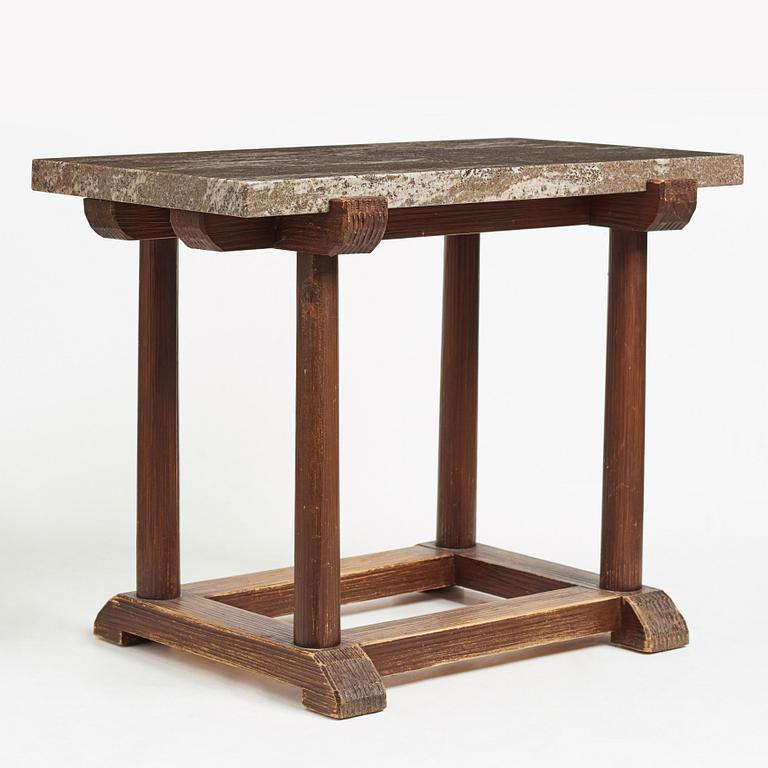 Axel Einar Hjorth, a "Sandhamn" stained pine and granite top table, Nordiska Kompaniet, Sweden 1930's.