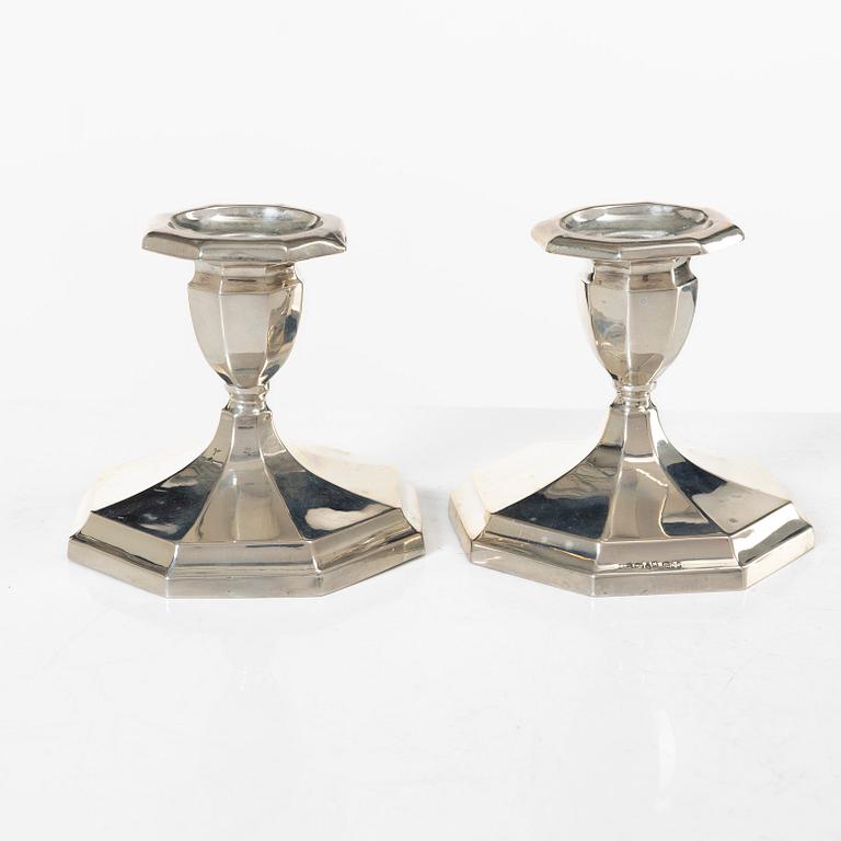 A pair of silver candelsticks, GAB, 1928.