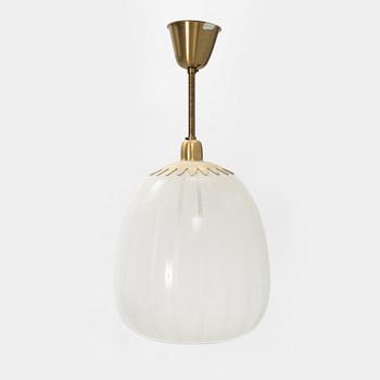 A Swedish Modern brass and glass ASEA ceiling lamp, 1940's/50's.