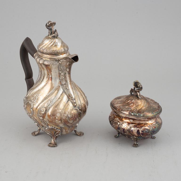 A three piece silver coffee service, CG Hallber, Stockholm 1945.