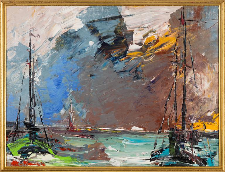 Helmut Mantel, Boats in the Harbour, Smögen.