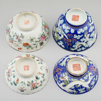 SKÅLAR MED LOCK, 2 st, porslin, Kina, 1900-tal.