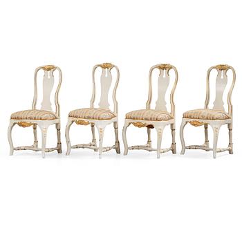 553. Four Swedish Rococo 18th century chairs.