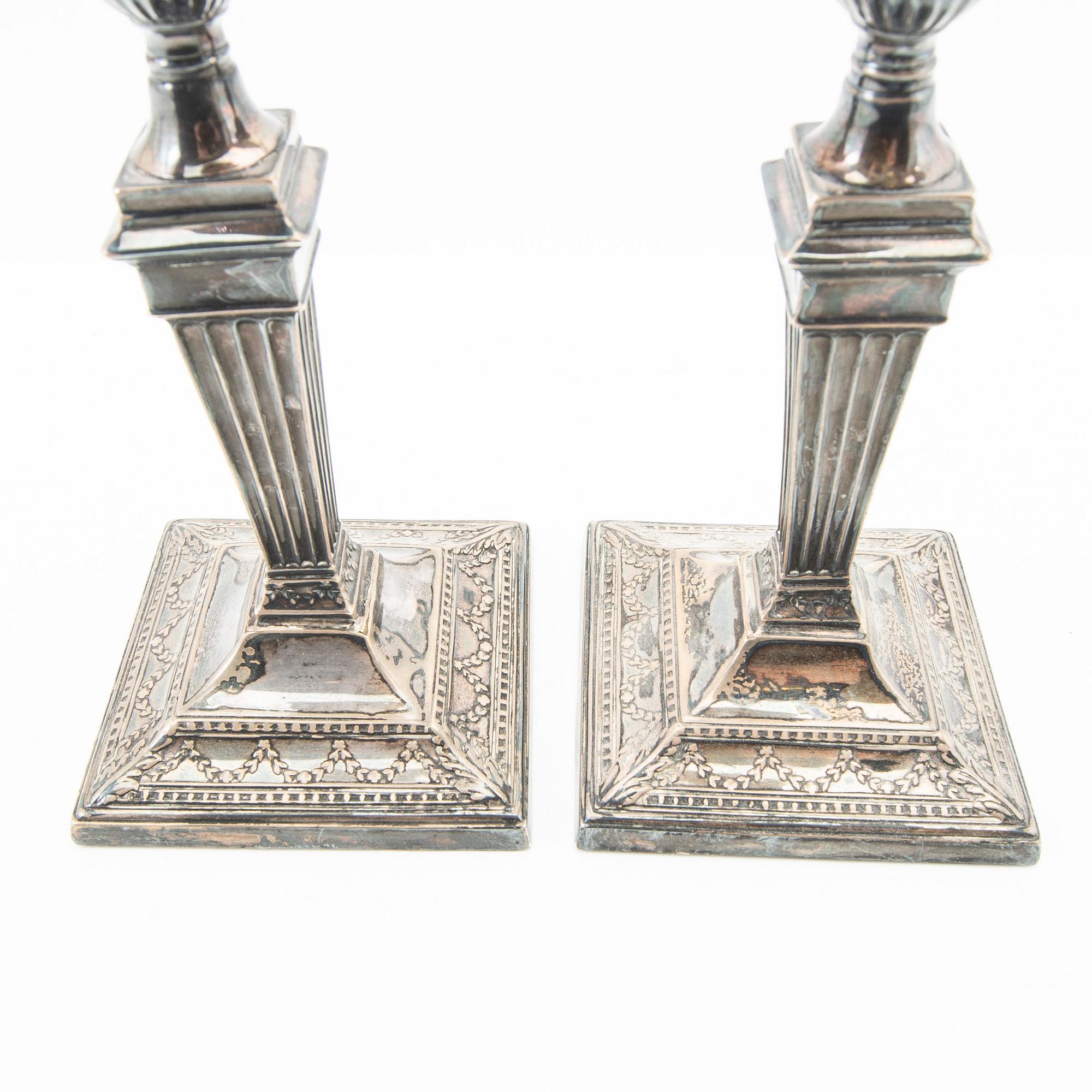 Candelsticks, a pair, silver, probably Sheffield, England, early 20th century.