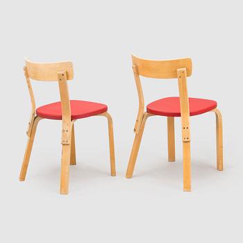 Alvar Aalto, Stolar, 4 st, modell 69, O.Y. Huonekalu- ja Rakennustyötehdas A.B, 1957.