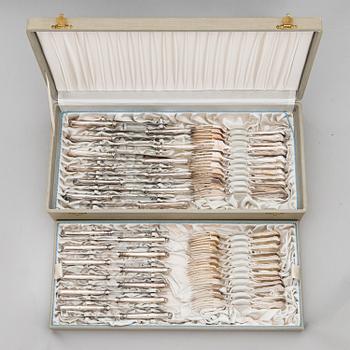 A 48-piece set of 'Chippendale' silver cutlery, Hämeenlinna, Finland 1959-60.