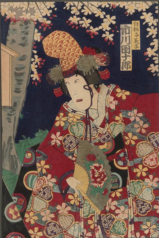 Utagawa Kunisada (Toyokuni III), Utagawa Kunisada, six woodblock prints, Kabuki actors.