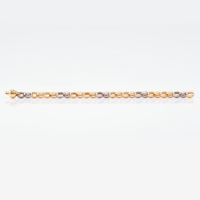 ARMBAND, 18K guld/vitguld samt mindre diamant, Per Borup. Total vikt ca 25 g.
