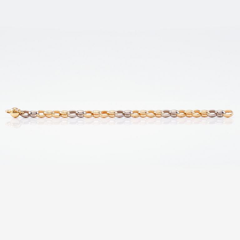 ARMBAND, 18K guld/vitguld samt mindre diamant, Per Borup. Total vikt ca 25 g.