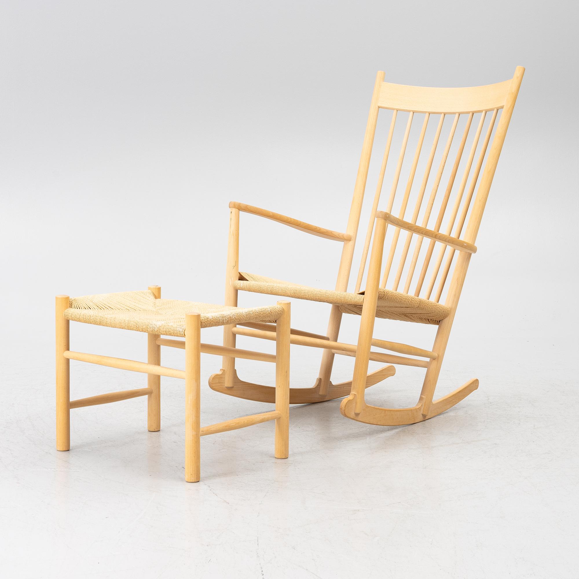 Hans J. Wegner, Rocking chair, “J 16”, with footstool, Denmark.