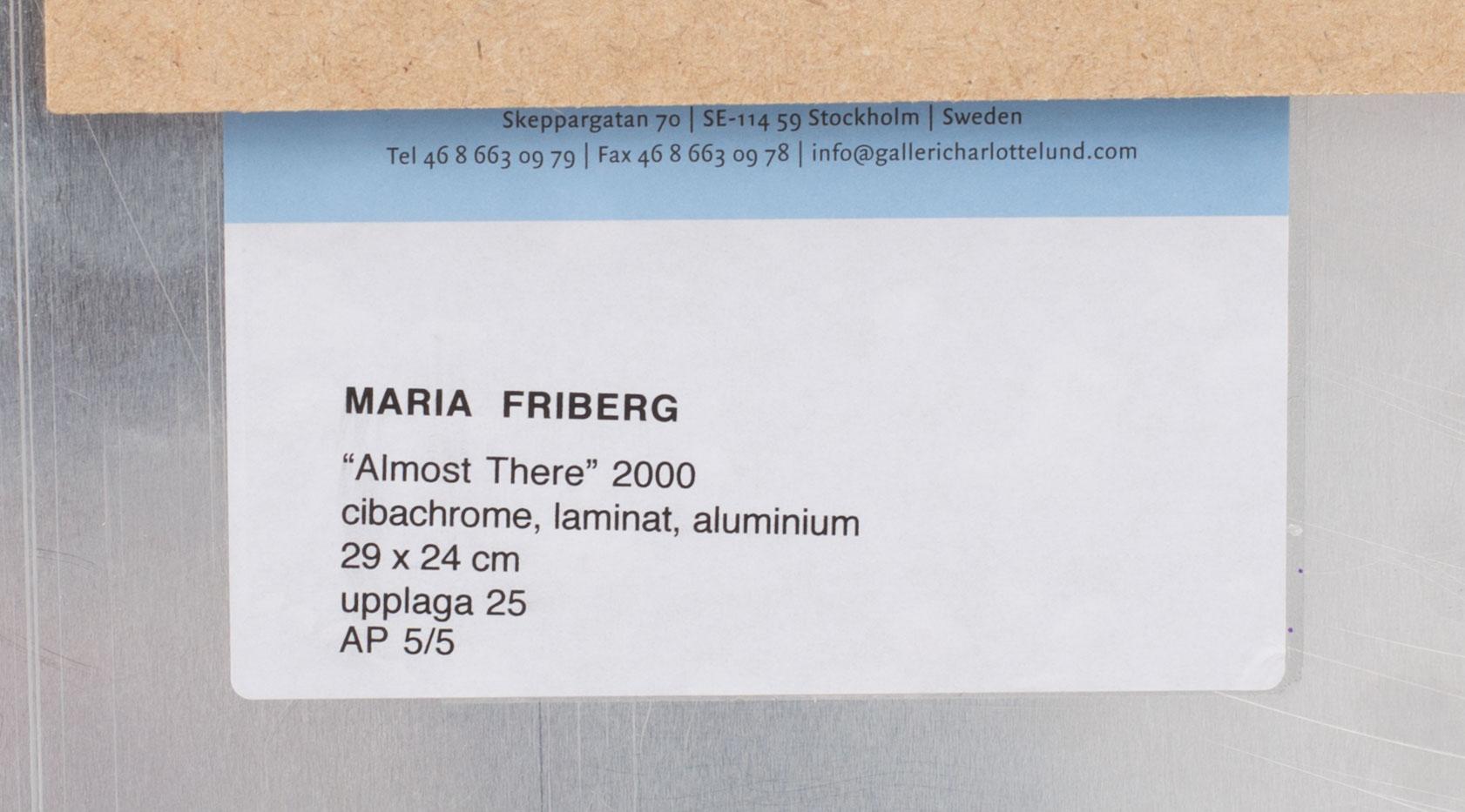 MARIA FRIBERG, fotografi, "Almost There 2000", signerad a tergo och numrerad AP 5/5.