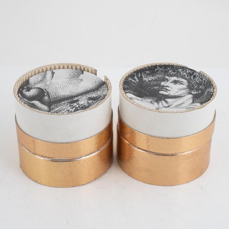 Piero Fornasetti, 16 creamware coasters "Adamo ed Eva", Milano, Italy.