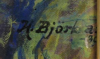 OKÄND KONSTNÄR, olja på duk, bär sign H. Björk. Dat -30.