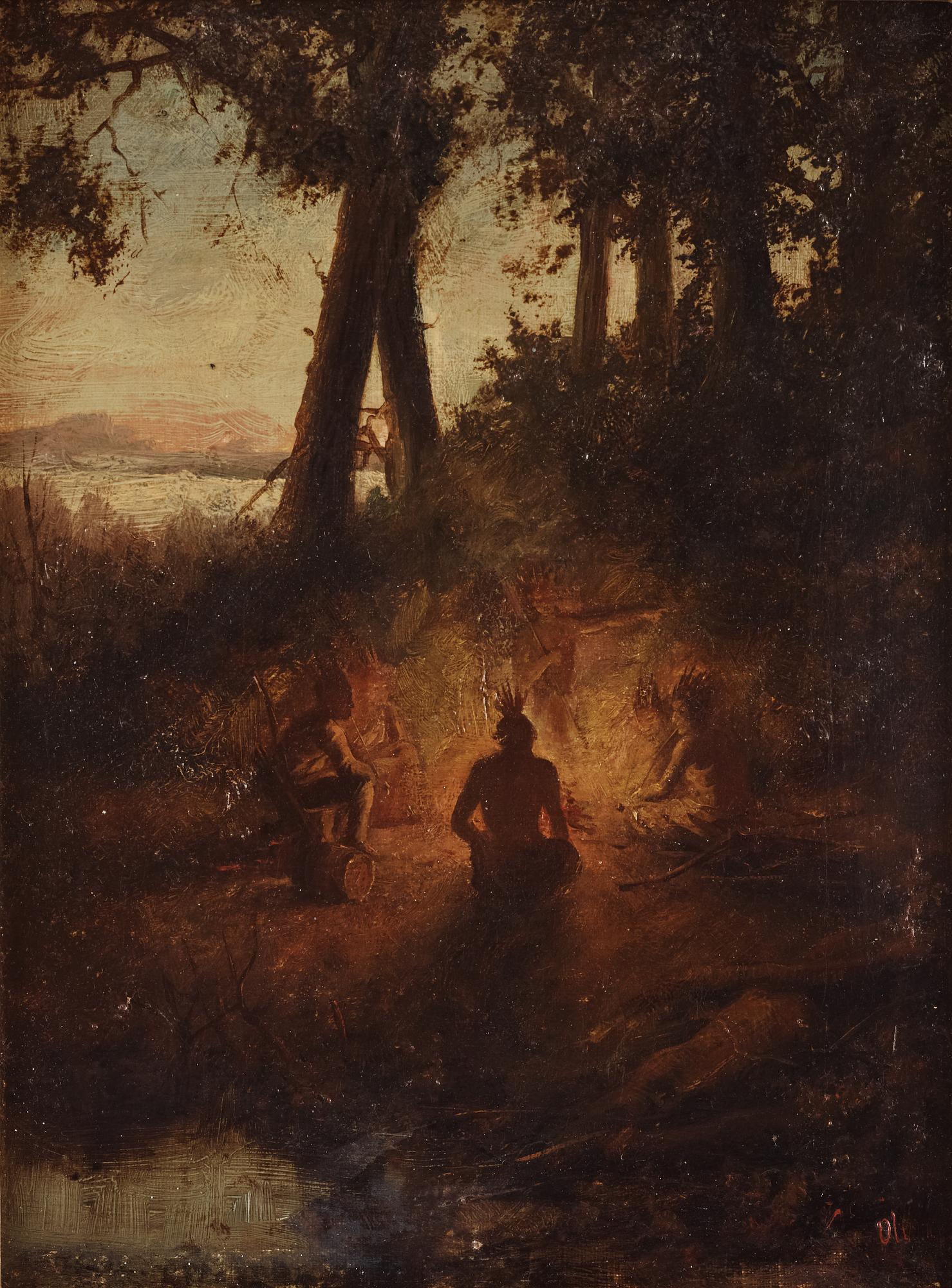 Okänd konstnär, Vid lägerelden.