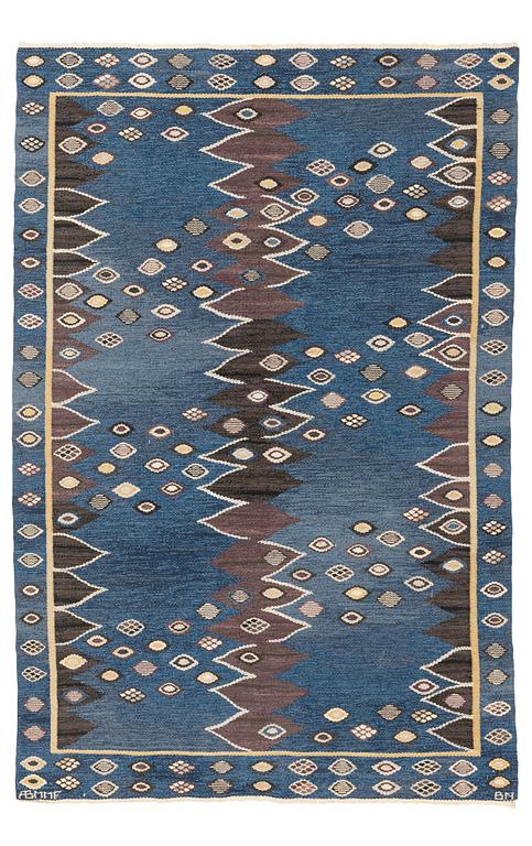 Barbro Nilsson, a carpet, "Snäckorna", tapestry weave, ca 215 x 143 cm, signed AB MMF BN.