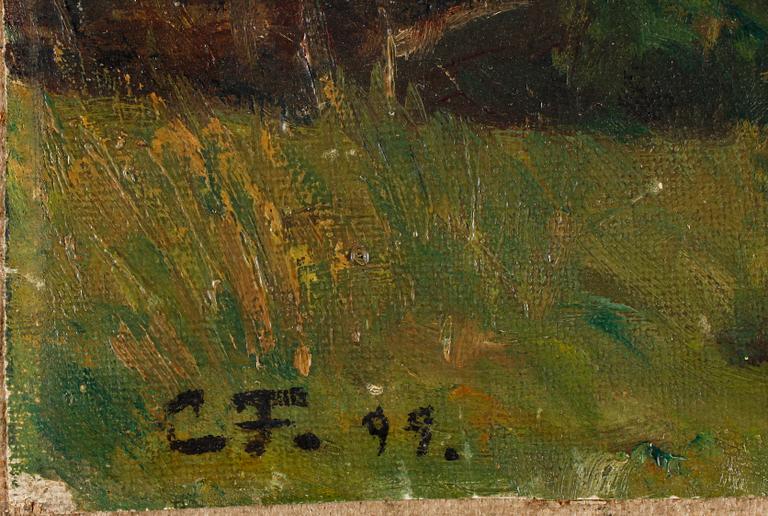 OKÄND KONSTNÄR, olja på duk, sekelskiftet 1800/1900-tal, sign. o dat. C.F. 99.
