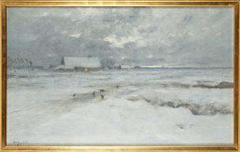 Wilhelm von Gegerfelt, Winter landscape at dusk.