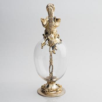 John Newton Mappin, vinkaraff, förgyllt silver och glas, London 1888.