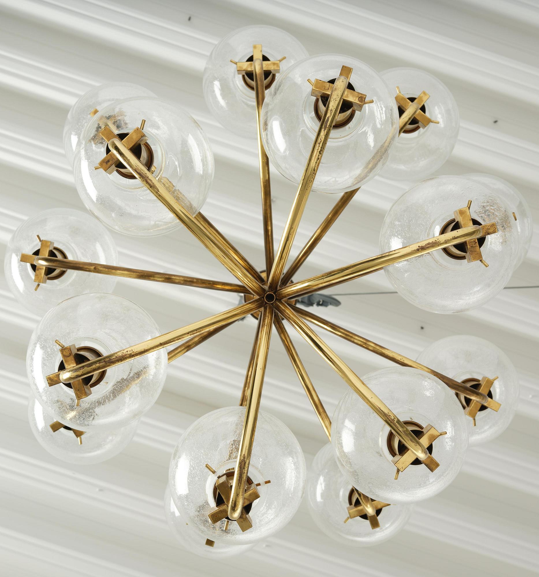 Hans-Agne Jakobsson, a rare chandelier model "T 812/15", Hans-Agne Jakobsson AB, Markaryd, 1970s.