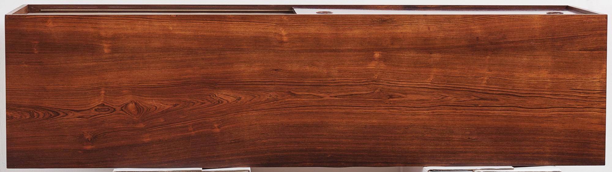 Finn Juhl, a rare wall mounted palisander sideboard, Bovirke, Denmark 1950s.