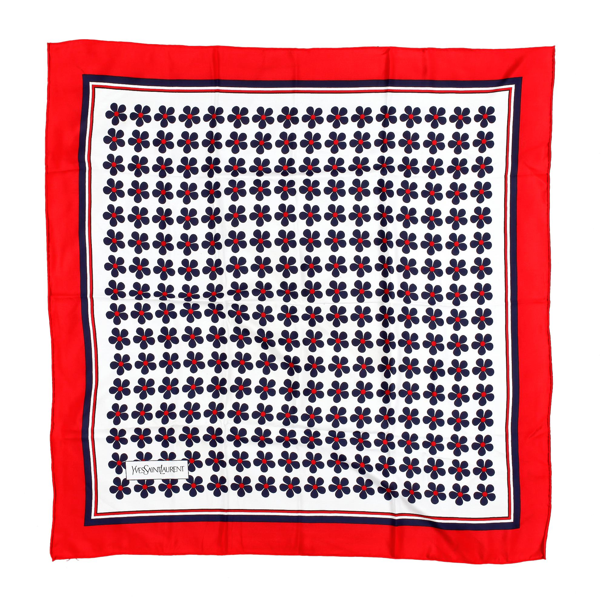 A set of three scarves by Christian Dior, Emilio Pucci and Yves Saint Laurent.