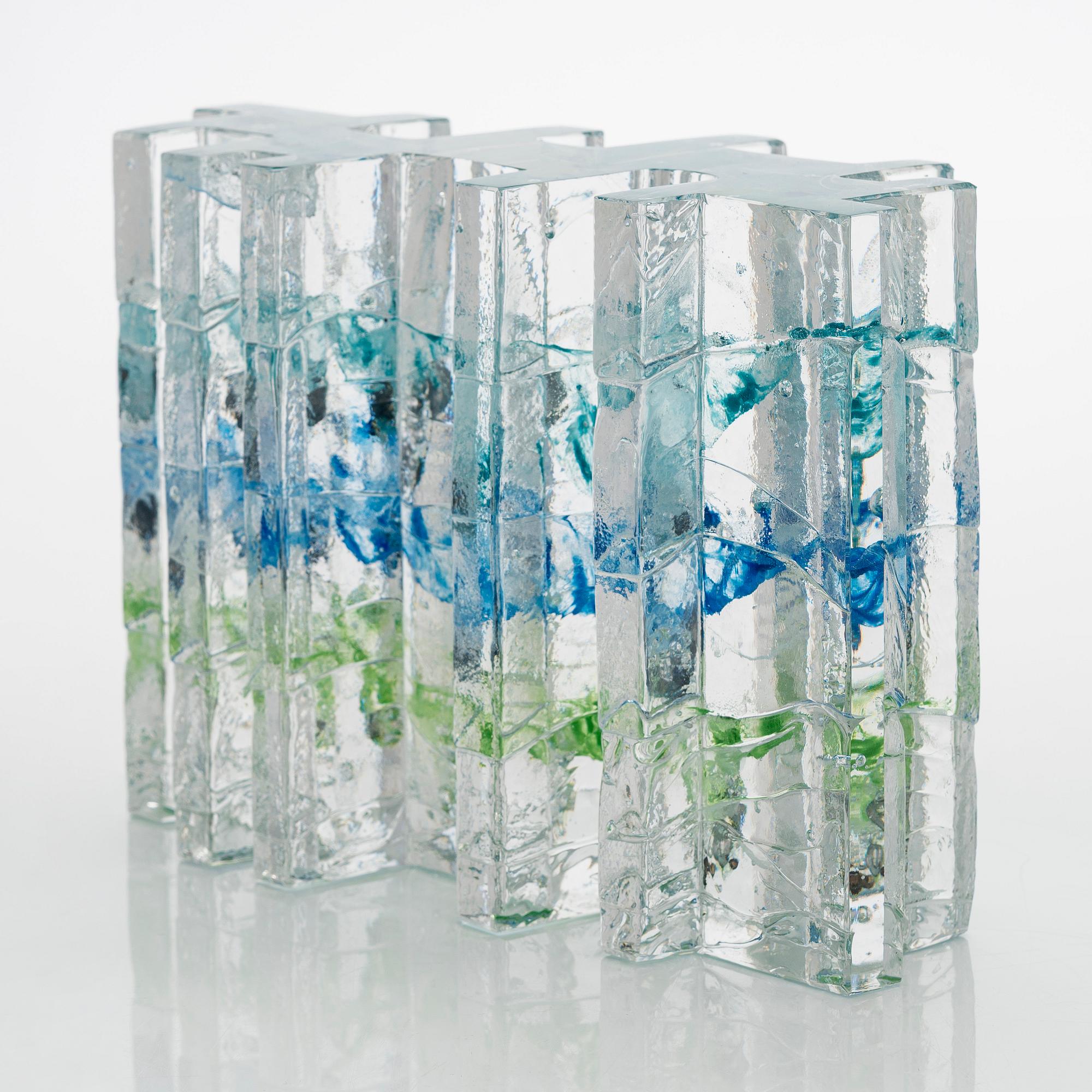 Helena Tynell, glasskulptur, "Skog", signerad Helena Tynell Riihimäen Lasi Oy.