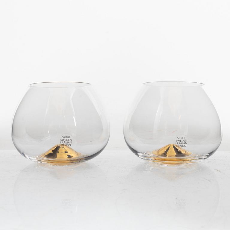 Ingegerd Råman, cognac glasses, 5 pcs, "Guld", Skrufs Glasbruk. Second half of the 20th century.