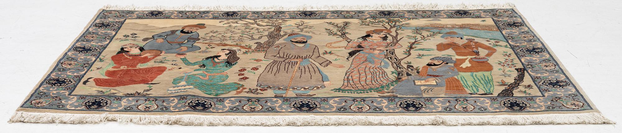 Tabriz carpet, figural, 170 x 115 cm.