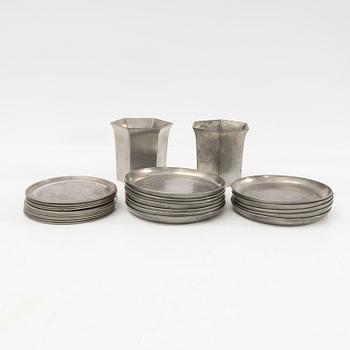 Just Andersen, glass coasters and cups, 23 + 2, Denmark, first half of the 20th century.