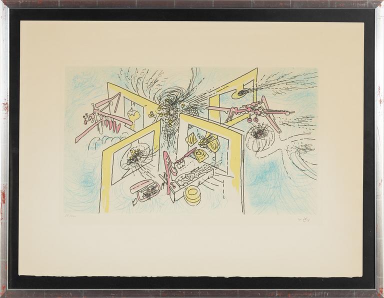 Roberto Matta, etching in colours, signed 56/100.