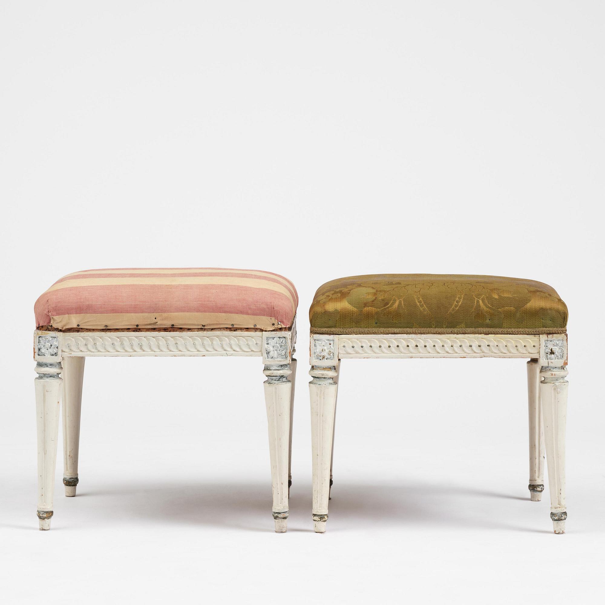 A pair of Gustavian stools by J. E. Höglander (master in Stockholm 1777-1813).
