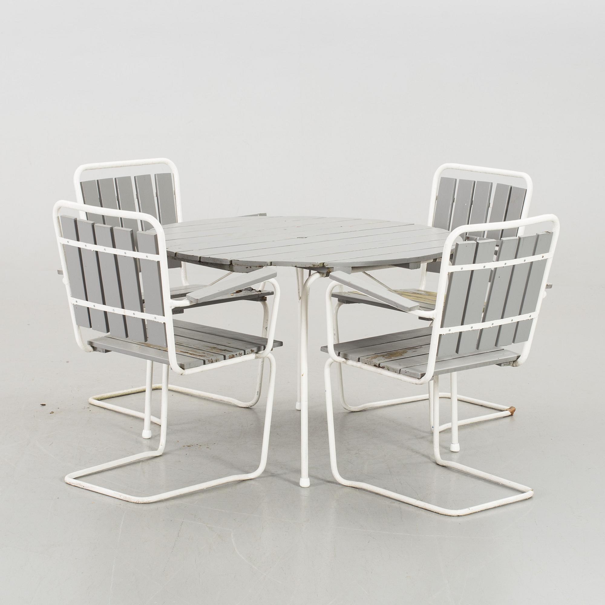 TRÄDGÅRDSMÖBLEMANG, 5 delar, 1900-talets andra hälft.