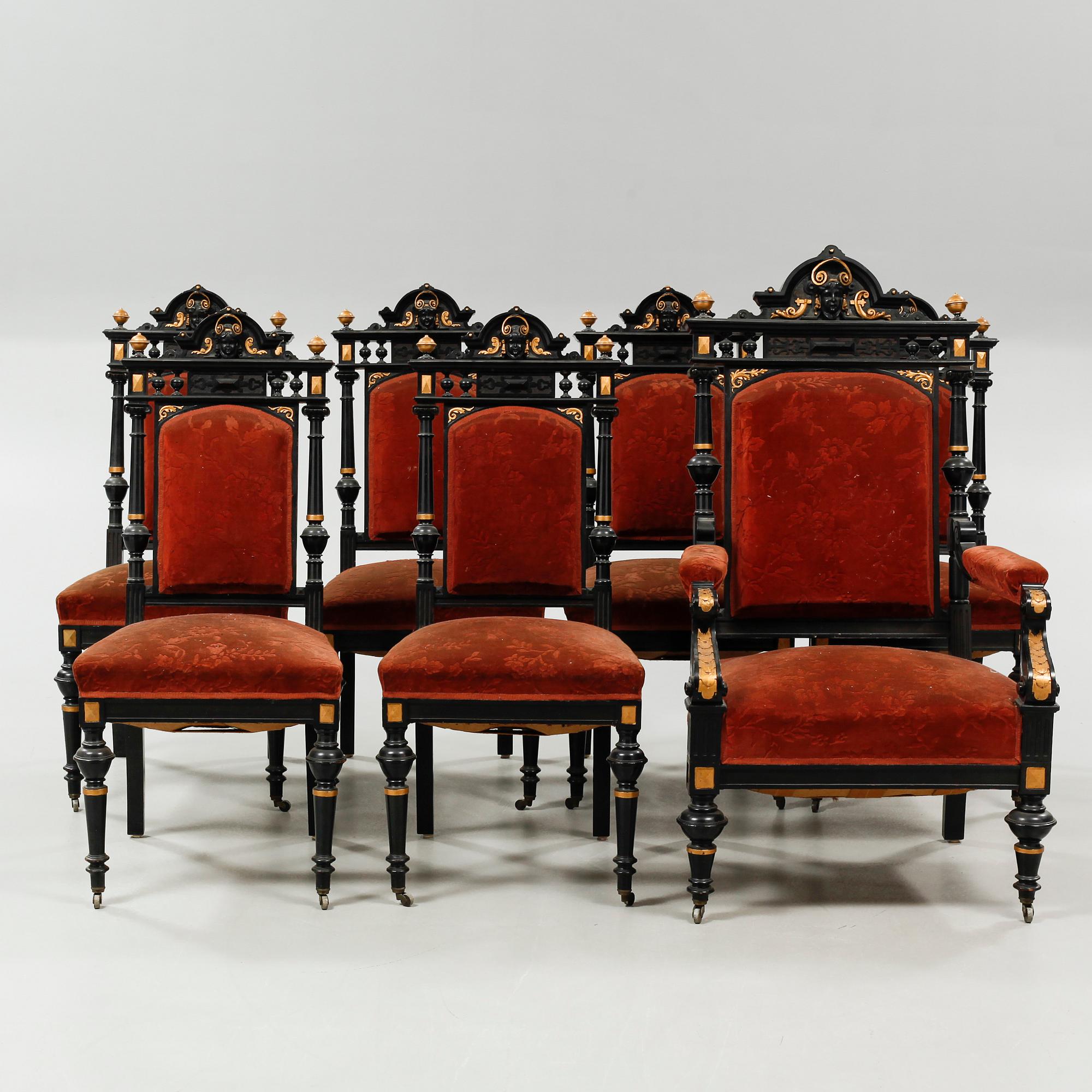 Nine items in Neo Renaissance style, late 19th century.