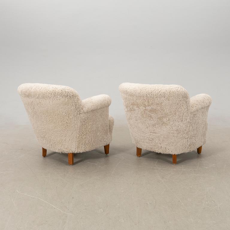 Armchairs a pair Swedish Modern 1940s.