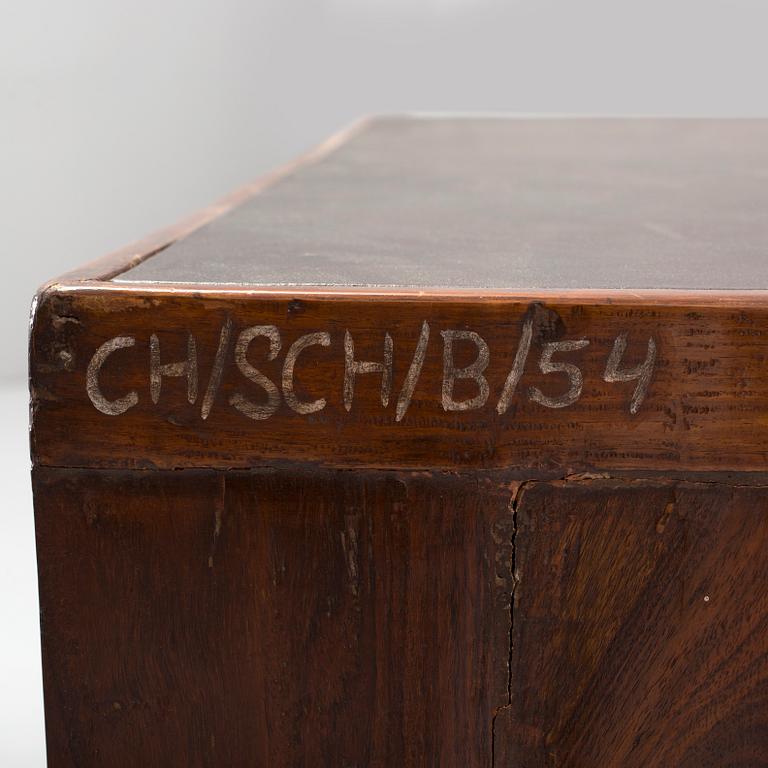 A 1950s 'Pigeonhole' desk designed by Pierre Jeanneret, Chandigarh, India.